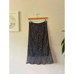 VINTAGE Floral Print Midi Skirt | Size S